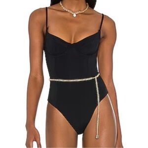 NEW WeWoreWhat Black Danielle One Piece Swimsuit Size Small